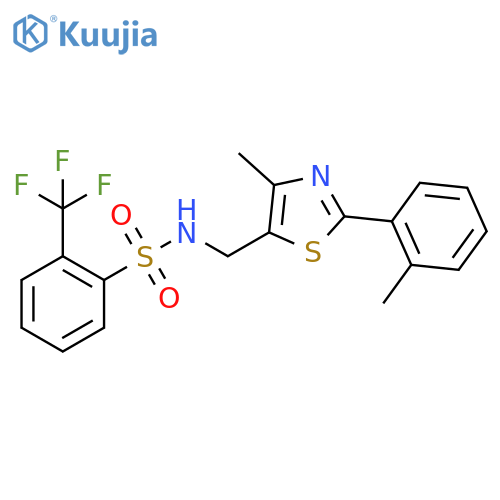 N-{4-methyl-2-(2-methylphenyl)-1,3-thiazol-5-ylmethyl}-2-(trifluoromethyl)benzene-1-sulfonamide structure