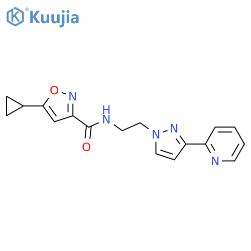 5-cyclopropyl-N-{2-3-(pyridin-2-yl)-1H-pyrazol-1-ylethyl}-1,2-oxazole-3-carboxamide structure