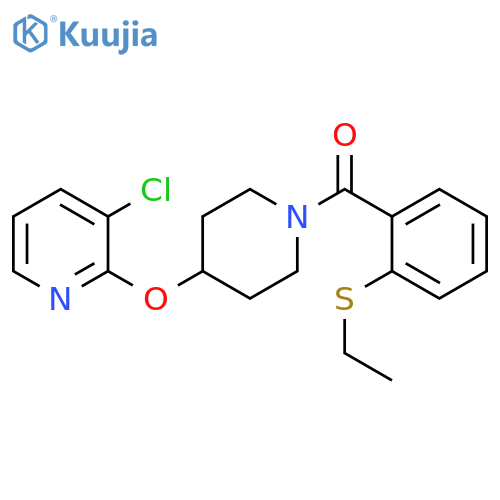3-chloro-2-({1-[2-(ethylsulfanyl)benzoyl]piperidin-4-yl}oxy)pyridine structure