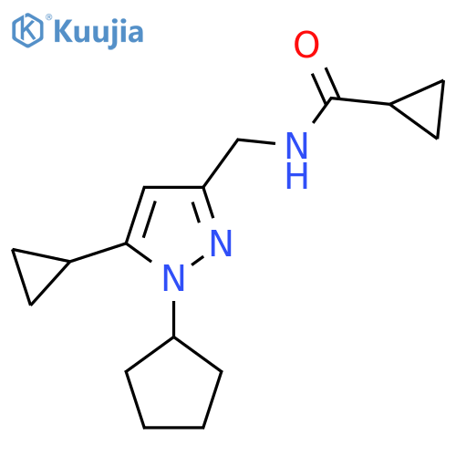 N-(1-cyclopentyl-5-cyclopropyl-1H-pyrazol-3-yl)methylcyclopropanecarboxamide structure
