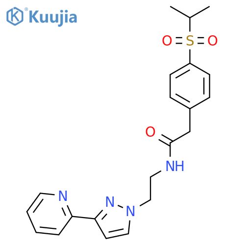 2-4-(propane-2-sulfonyl)phenyl-N-{2-3-(pyridin-2-yl)-1H-pyrazol-1-ylethyl}acetamide structure