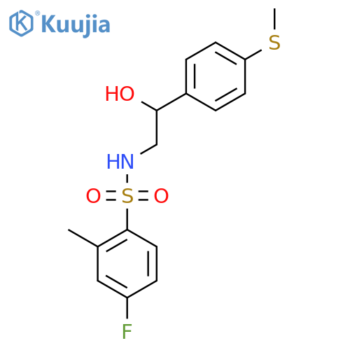 4-fluoro-N-{2-hydroxy-2-4-(methylsulfanyl)phenylethyl}-2-methylbenzene-1-sulfonamide structure