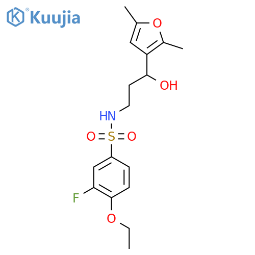 N-[3-(2,5-dimethylfuran-3-yl)-3-hydroxypropyl]-4-ethoxy-3-fluorobenzene-1-sulfonamide structure