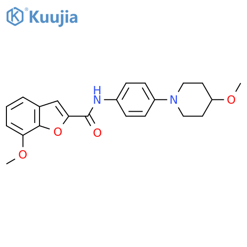 7-methoxy-N-4-(4-methoxypiperidin-1-yl)phenyl-1-benzofuran-2-carboxamide structure