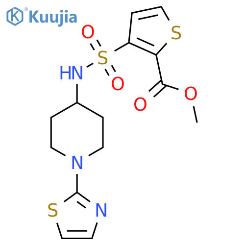 methyl 3-(N-(1-(thiazol-2-yl)piperidin-4-yl)sulfamoyl)thiophene-2-carboxylate structure