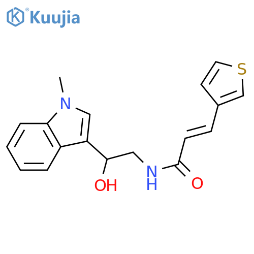 (2E)-N-2-hydroxy-2-(1-methyl-1H-indol-3-yl)ethyl-3-(thiophen-3-yl)prop-2-enamide structure