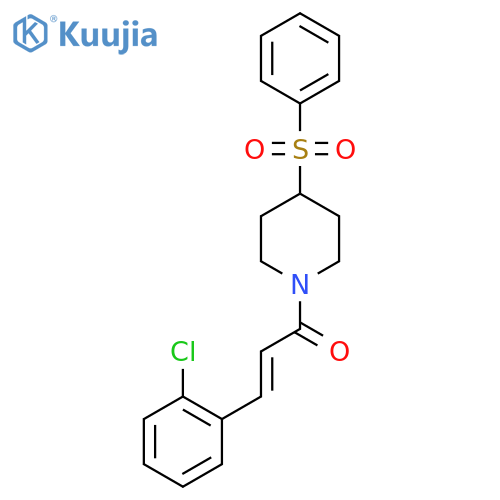 (2E)-1-4-(benzenesulfonyl)piperidin-1-yl-3-(2-chlorophenyl)prop-2-en-1-one structure