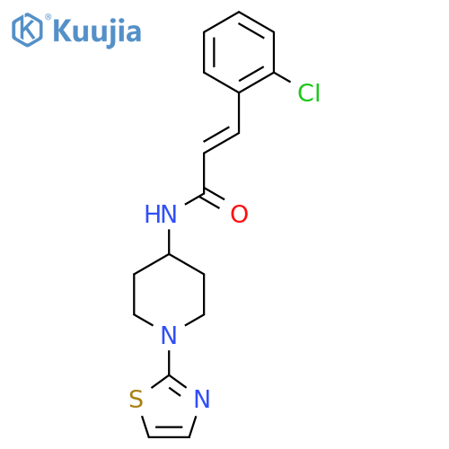 (E)-3-(2-chlorophenyl)-N-(1-(thiazol-2-yl)piperidin-4-yl)acrylamide structure