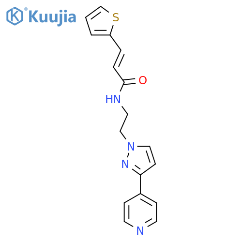 (2E)-N-{2-3-(pyridin-4-yl)-1H-pyrazol-1-ylethyl}-3-(thiophen-2-yl)prop-2-enamide structure