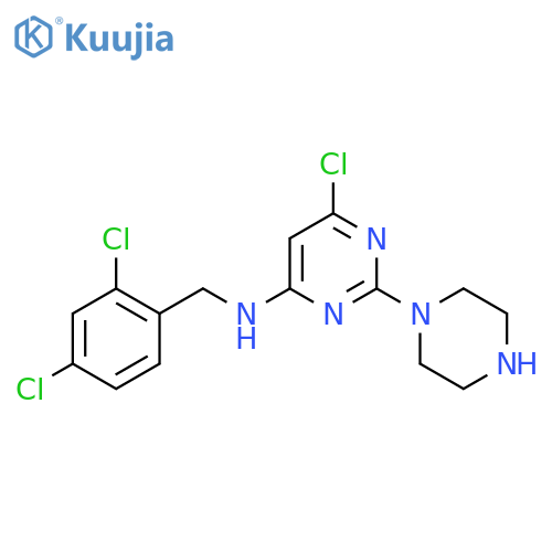 6-Chloro-N-(2,4-dichlorobenzyl)-2-(piperazin-1-yl)pyrimidin-4-amine structure