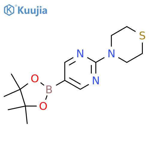 4-(5-(4,4,5,5-Tetramethyl-1,3,2-dioxaborolan-2-yl)pyrimidin-2-yl)thiomorpholine structure