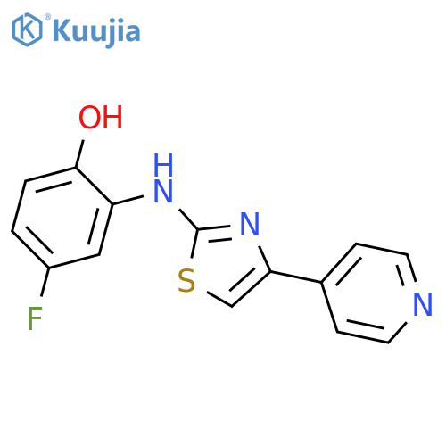 4-fluoro-2-{[4-(pyridin-4-yl)-1,3-thiazol-2-yl]amino}phenol structure