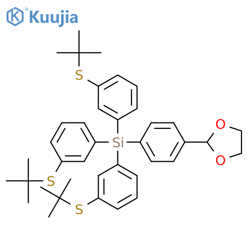 1,3-Dioxolane, 2-[4-[tris[3-[(1,1-dimethylethyl)thio]phenyl]silyl]phenyl]- structure