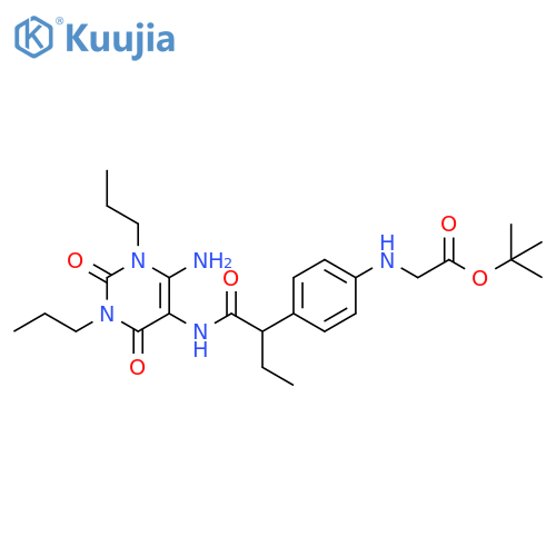 Glycine,N-[4-[1-[[(6-amino-1,2,3,4-tetrahydro-2,4-dioxo-1,3-dipropyl-5-pyrimidinyl)amino]carbonyl]propyl]phenyl]-,1,1-dimethylethyl ester structure