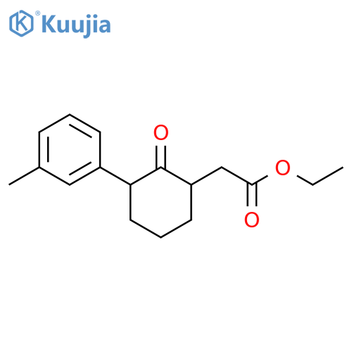 Cyclohexaneacetic acid, 3-(3-methylphenyl)-2-oxo-, ethyl ester, (1R,3R)-rel- structure
