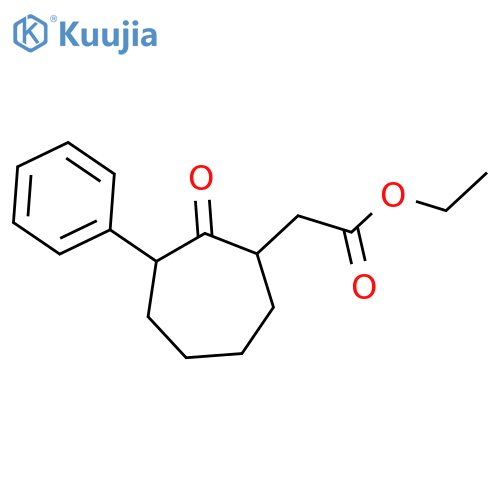 Cycloheptaneacetic acid, 2-oxo-3-phenyl-, ethyl ester, (1R,3S)-rel- structure