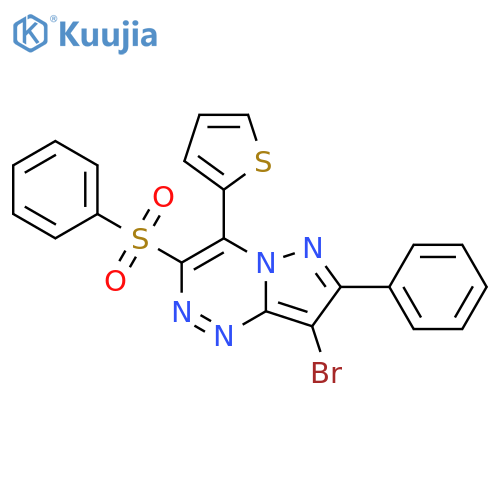 Pyrazolo[5,1-c][1,2,4]triazine, 8-bromo-7-phenyl-3-(phenylsulfonyl)-4-(2-thienyl)- structure