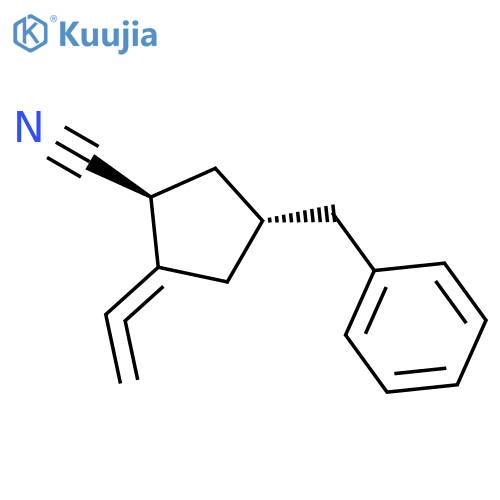 Cyclopentanecarbonitrile, 2-ethenylidene-4-(phenylmethyl)-, trans- structure