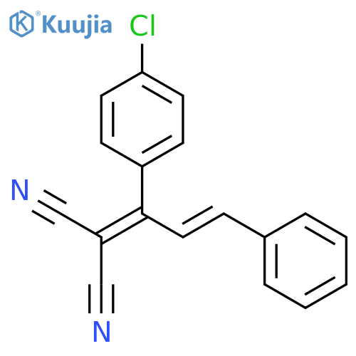 2-(2E)-1-(4-chlorophenyl)-3-phenylprop-2-en-1-ylidenepropanedinitrile structure