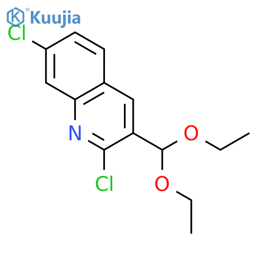 Quinoline, 2,7-dichloro-3-(diethoxymethyl)- structure