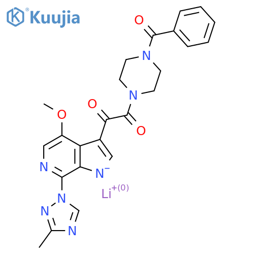 lithium 3-(2-(4-benzoylpiperazin-1-yl)-2-oxoacetyl)-4-methoxy-7-(3-methyl-1H-1,2,4-triazol-1-yl)pyrrolo[2,3-c]pyridin-1-ide structure