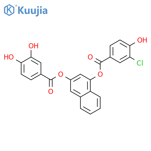 3-chloro-4-hydroxy-benzoicacid-3-[(3,4-dihydroxybenzoyl)oxy]-1-naphthalenylester structure