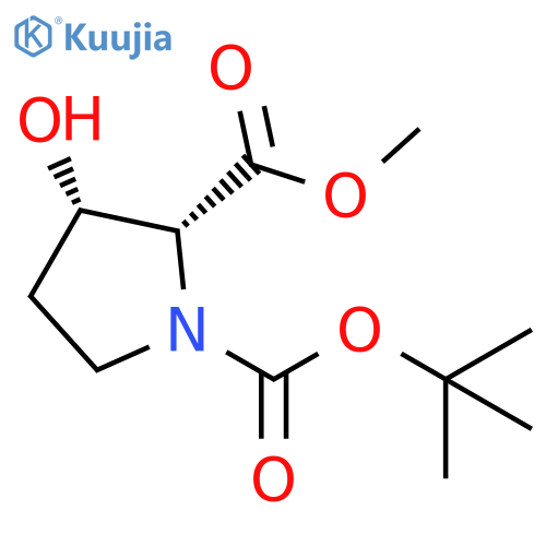 O1-tert-butyl O2-methyl cis-3-hydroxypyrrolidine-1,2-dicarboxylate structure