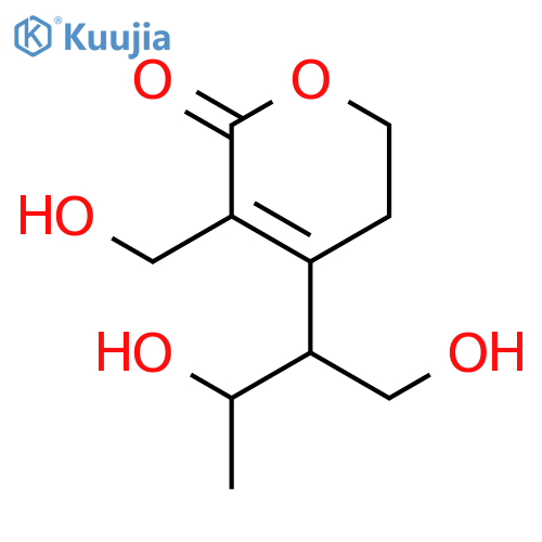 5,6-dihydro-4-(1,3-dihydroxybutan-2-yl)-3-(hydroxymethyl)pyran-2-one structure