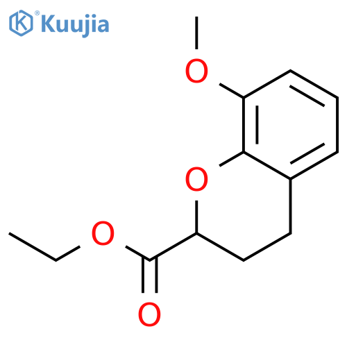 2H-1-Benzopyran-2-carboxylic acid, 3,4-dihydro-8-methoxy-, ethyl ester structure