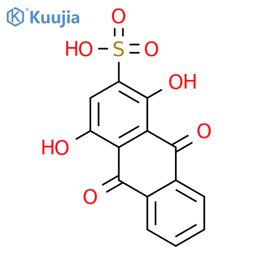 9,10-dihydro-1,4-dihydroxy-9,10-dioxoanthracene-2-sulphonic acid structure