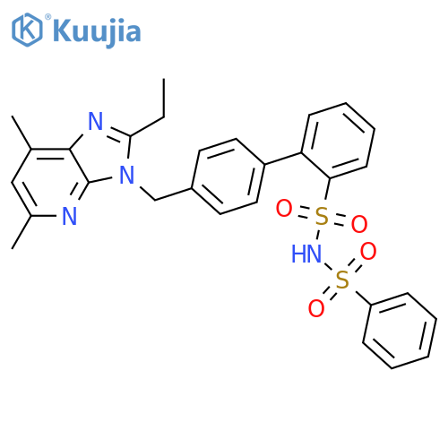[1,1'-Biphenyl]-2-sulfonamide, 4'-[(2-ethyl-5,7-dimethyl-3H-imidazo[4,5-b]pyridin-3-yl)methyl]-N-(phenylsulfonyl)- structure