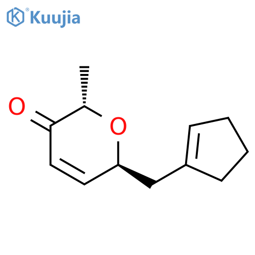 2H-Pyran-3(6H)-one, 6-(1-cyclopenten-1-ylmethyl)-2-methyl-, trans- structure