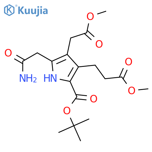 1H-Pyrrole-3-propanoic acid, 5-(2-amino-2-oxoethyl)-2-[(1,1-dimethylethoxy)carbonyl]-4-(2-methoxy-2-oxoethyl)-, methyl ester structure