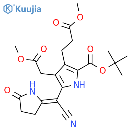 1H-Pyrrole-3-propanoic acid, 5-[cyano(5-oxo-2-pyrrolidinylidene)methyl]-2-[(1,1-dimethylethoxy)carbonyl]-4-(2-methoxy-2-oxoethyl)-, methyl ester, (Z)- (9CI) structure