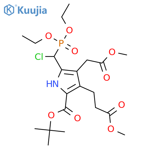 1H-Pyrrole-3-propanoic acid, 5-[chloro(diethoxyphosphinyl)methyl]-2-[(1,1-dimethylethoxy)carbonyl]-4-(2-methoxy-2-oxoethyl)-, methyl ester structure