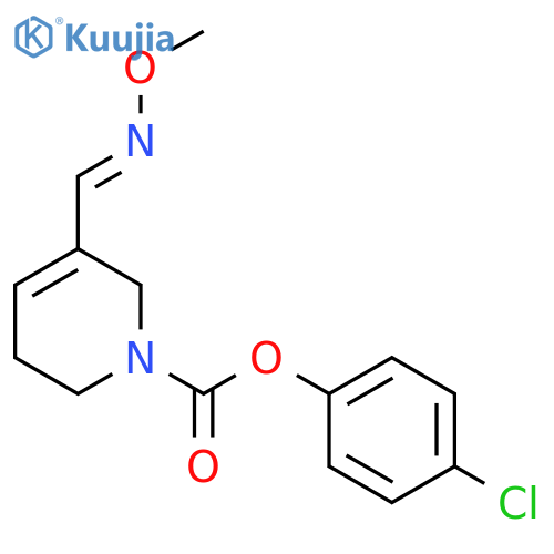 1(2H)-Pyridinecarboxylicacid, 5,6-dihydro-3-[(E)-(methoxyimino)methyl]-, 4-chlorophenyl ester structure