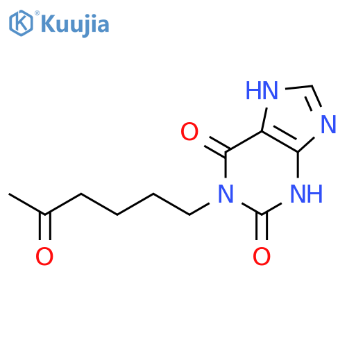 1H-Purine-2,6-dione, 3,7-dihydro-1-(5-oxohexyl)- structure