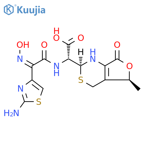 (R)-2-((Z)-2-(2-Aminothiazol-4-yl)-2-(hydroxyimino)acetamido)-2-((2S,5S)-5-methyl-7-oxo-2,4,5,7-tetrahydro-1H-furo3,4-d1,3thiazin-2-yl)acetic Acid structure