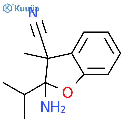 3-Benzofurancarbonitrile, 2-amino-2,3-dihydro-3-methyl-2-(1-methylethyl)-, (2R,3R)-rel- structure