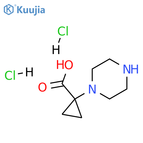 1-(piperazin-1-yl)cyclopropane-1-carboxylic acid dihydrochloride structure