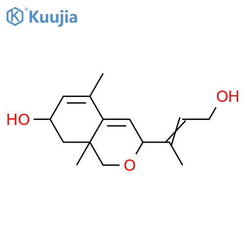 8,12-Epoxycyclofarnesa-4,6,9-triene-3,11-diol; (1R,3R,8S,9E)-form structure
