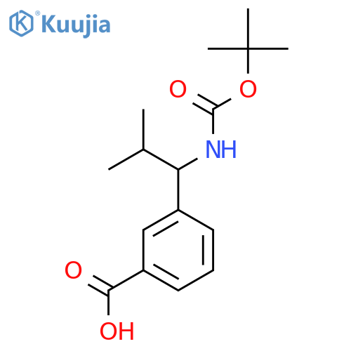 3-(1-{(tert-butoxy)carbonylamino}-2-methylpropyl)benzoic acid structure