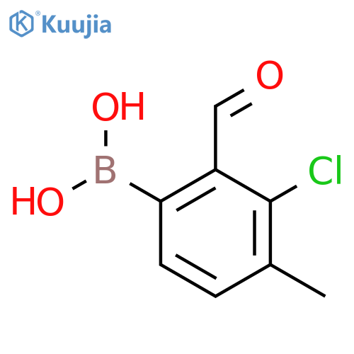 3-Chloro-2-formyl-4-methylphenylboronic acid structure