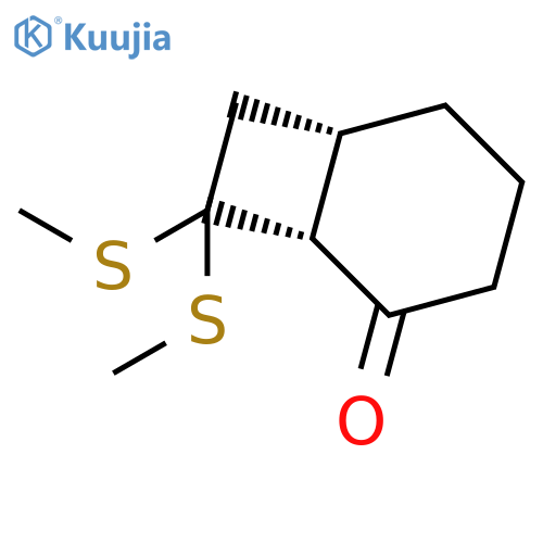 Bicyclo[4.2.0]octan-2-one, 8,8-bis(methylthio)-, cis- structure