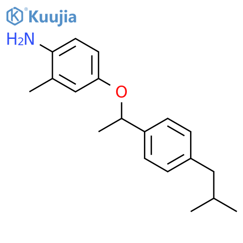 Benzenamine, 2-methyl-4-[1-[4-(2-methylpropyl)phenyl]ethoxy]- structure