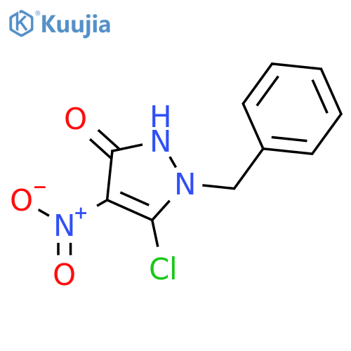 3H-PYRAZOL-3-ONE, 5-CHLORO-1,2-DIHYDRO-4-NITRO-1-(PHENYLMETHYL)- structure