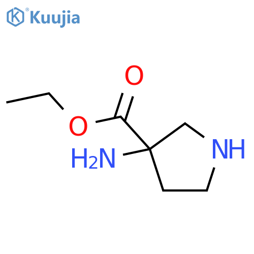 3-Pyrrolidinecarboxylicacid, 3-amino-, ethyl ester, (R)- (9CI) structure
