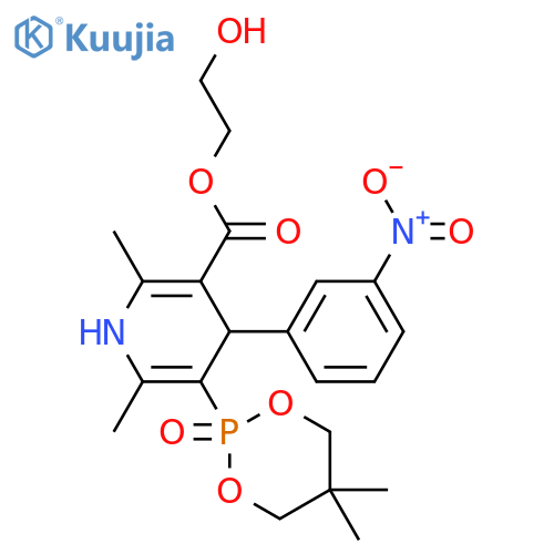 3-Pyridinecarboxylicacid,5-(5,5-dimethyl-2-oxido-1,3,2-dioxaphosphorinan-2-yl)-1,4-dihydro-2,6-dimethyl-4-(3-nitrophenyl)-,2-hydroxyethyl ester (9CI) structure