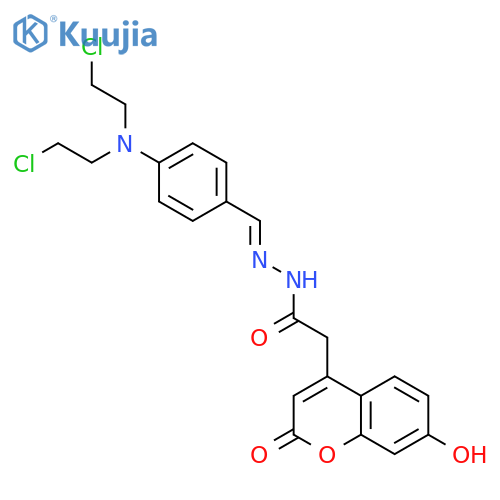 2H-1-Benzopyran-4-aceticacid, 7-hydroxy-2-oxo-,2-[[4-[bis(2-chloroethyl)amino]phenyl]methylene]hydrazide structure
