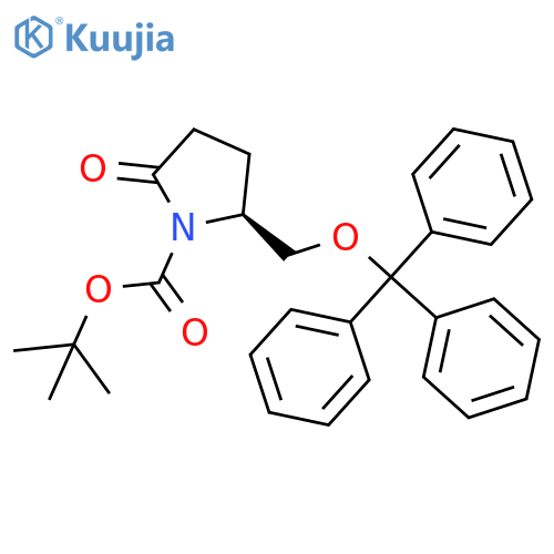 (S)-1-(tert-butyloxycarbonyl)-5-(trityloxymethyl)-2-pyrrolidinone structure